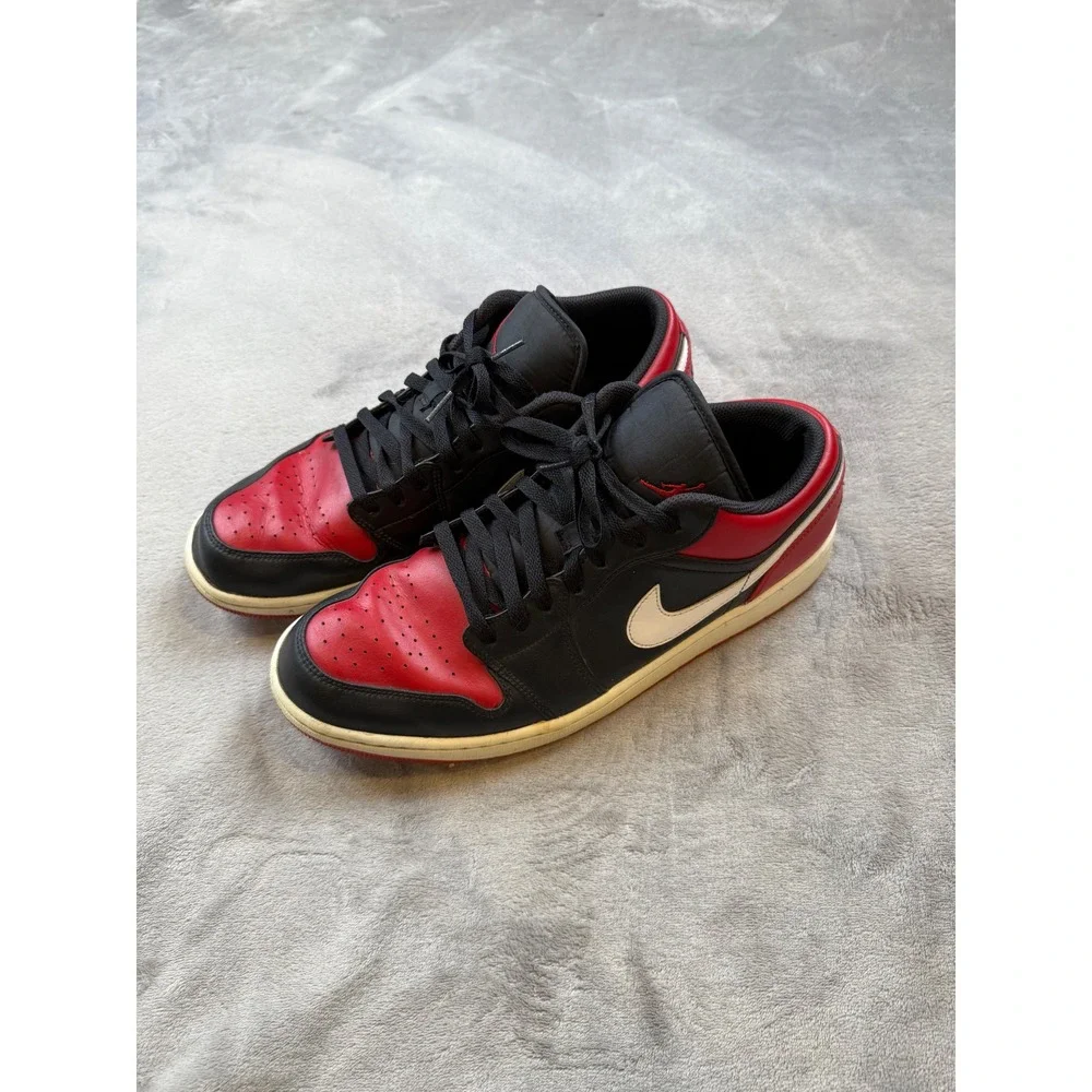 Nike Air Jordan 1 low Men's 13 Alternate Bred Toe‎ White Black Red - 553558-066